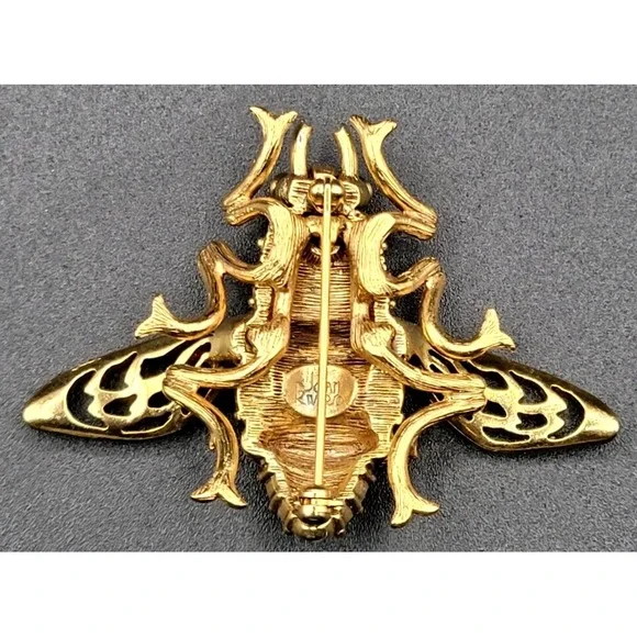 JOAN RIVERS BUMBLEBEE BROOCH PIN MULTI-COLOR CRYSTAL SIGNED RED ORANGE RED‎ EYES